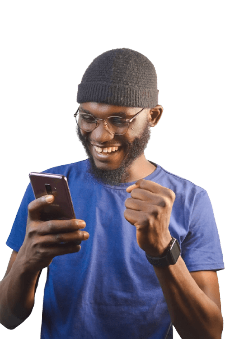 Man happy with phone